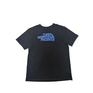 The North Face Boys Black Blue Electric Logo Graphic T-Shirt Size M 10